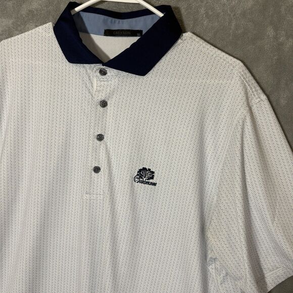 Greyson Mens XL Golf Shirt Short Sleeve Polo Performance Herringbone Oakbourne - Picture 1 of 11